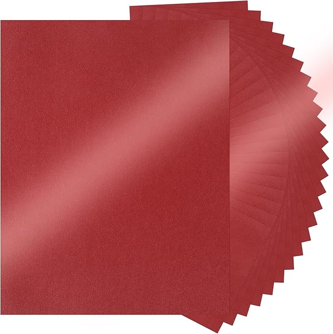 25 Sheets Red Shimmer Cardstock 8.5 x 11Inch Glitter Card Stock 92lb Heavyweight Printer Paper for Wedding Invitations, Crafts, Greeting Cards, Printing UAP18RE025
