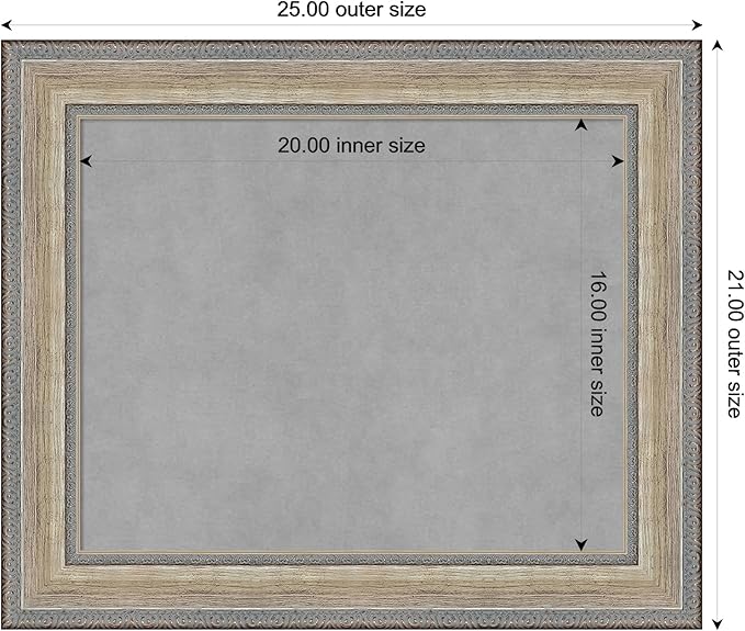 Amanti Art Silver Framed Magnetic Board 21x25 Small Vision Board for use with Magnets, 100% Metal Sheet to Display Items as Office Decor or for Home Organization in mudroom, Kitchen or Kids Room