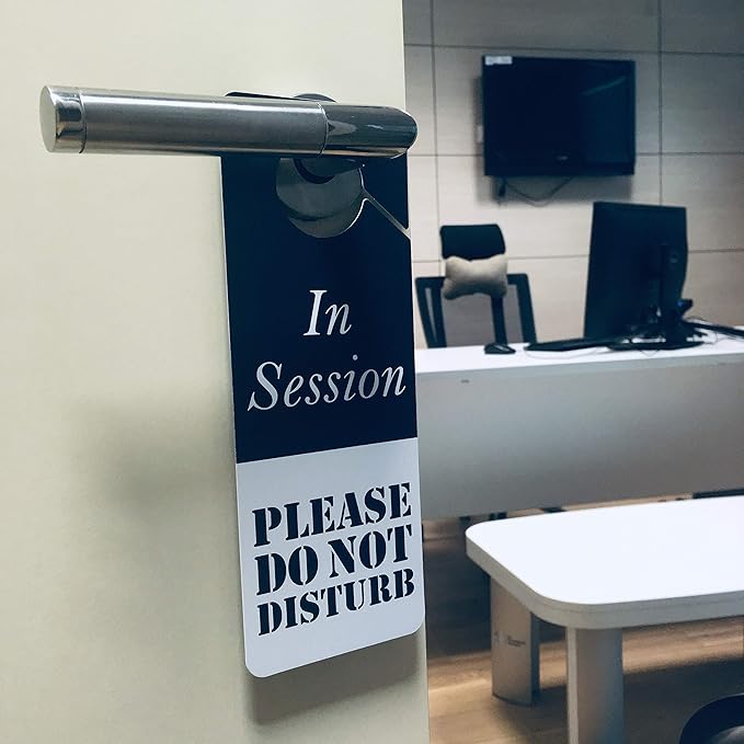 Business Design Do Not Disturb Sign - In Session, 2 Pack, Double Sided, Ideal for Offices, Online Sessions and Meetings, Online Classes, Home Offices, Counseling, Clinics, Therapy, Massage sessions