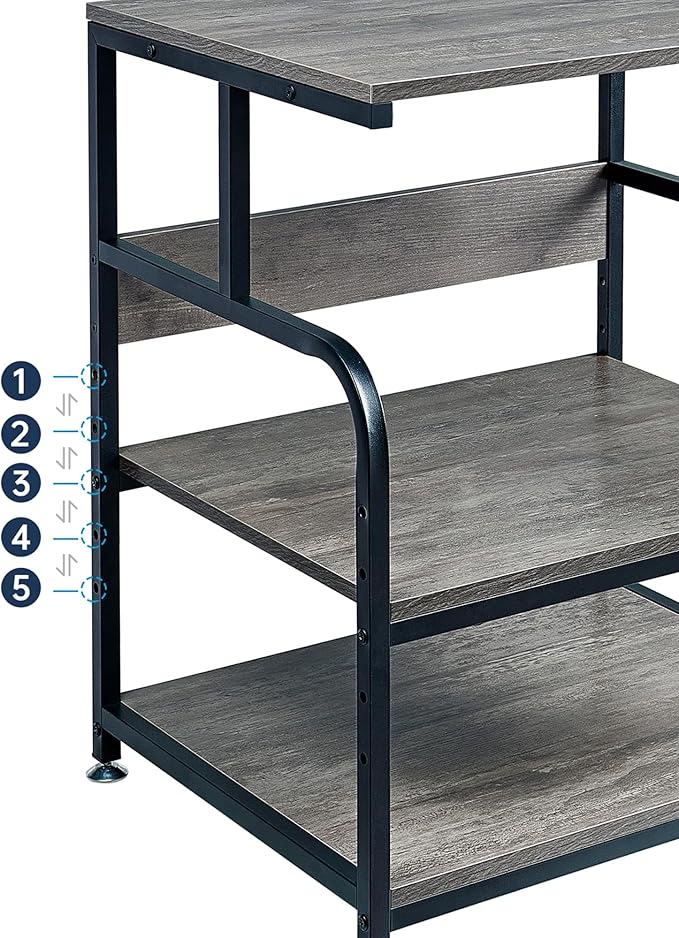 Fannova Large Printer Stand Table 23.6 x18.9 x 30 Inches with Height Adjustable Storage Shelf, 3 Tier Rolling Printer Cart with Wheels for Home Office, Gray