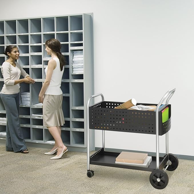Safco Scoot Legal SizeMail Cart 5239BL Black, Swivel Wheels