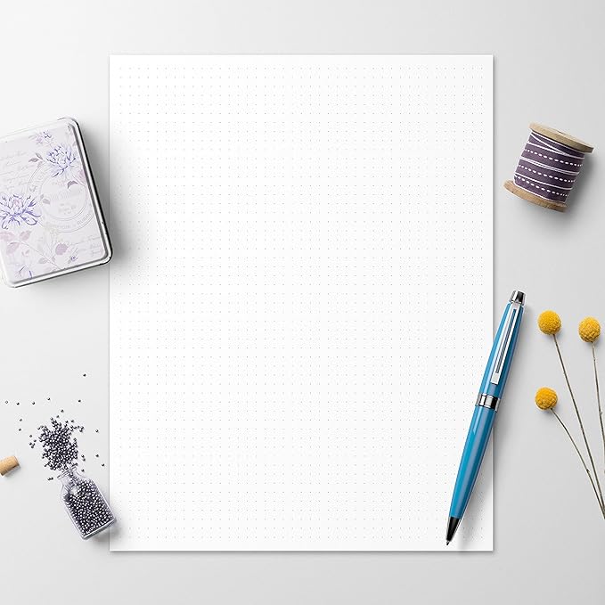 321Done Dot Grid Notepad – Dotted Graph Paper, Letter Size Large (8.5x11) – Made in USA – 50 Sheets Dotted for Bullet Planning Journaling Thick Paper 1/5” (0.20") Dots Notes Writing White