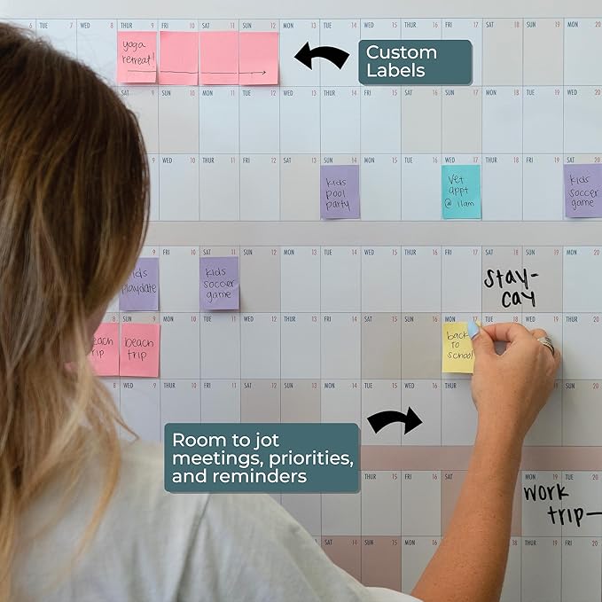 Own the Year 2026 GIANT Wall Calendar | 4ft x 3ft Full Year Dry Erase Large Planner, January '26 to December '26 Big Whiteboard Wall Calendar with Markers, Sticky Notes & Mounting Kit, Jumbo Quarterly Layout for Home or Office