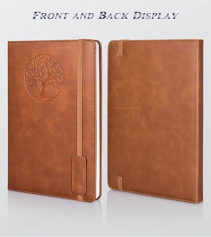Biuwory Lined Journal Notebook for Women Men,256 Pages A5 Hardcover Leather Journals for Writing,Travel,Business,Work & School,College Ruled Notebooks for Note Taking,Diary Notepad 5.7"×8.3"(Brown)