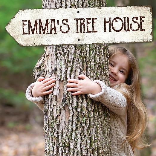 Rustic Custom Sign, Personalized Left Directional Metal Composite Street Sign for Indoor and Outdoor Use 6x24 Inches, ACM Made in the USA