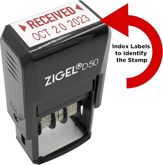ZIGEL D50 Date Stamp with Paid - Self Inking Date Stamp - Red