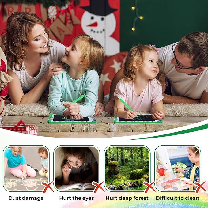 Zhehao 20 Pack LCD Writing Tablet for Kids: 8.5 Inch Colorful Drawing Doodle Boards - Reusable Erasable Doodle Board Educational Learning Toys Gifts for Toddlers Ages 3-8 Party Favors(Green,Stylish)