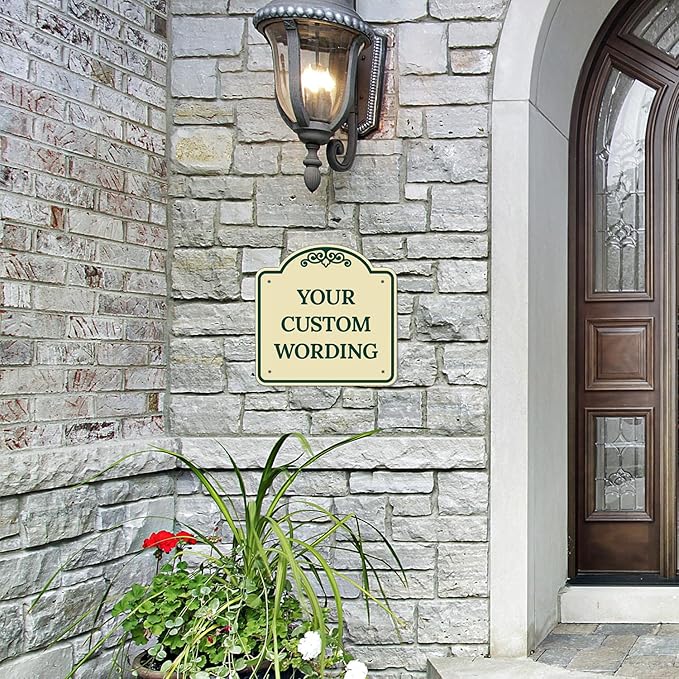 Custom Decorative Sign, Personalized Metal Sign for Business, Driveway, Home, Airbnb, Office Door Plaque, Ivory Sign, 12x12 Inches, ACM, Fade Resistant, Made in USA by Sigo Signs