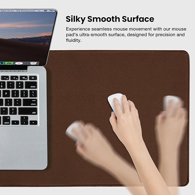 ALOANES Waterproof Mouse Pad with Durable Stitched Edge, XL Gaming Keyboard Pad, Non-Slip Rubber Base Mouse Mat, Extended Desk pad for Gamer, Office & Home, Brown Mousepad 31.5''x 11.8''x 0.12''