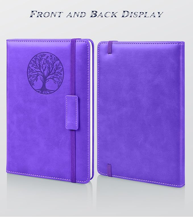 Biuwory Lined Journal Notebook for Women Men,256 Pages A5 Hardcover Leather Journals for Writing,Travel,Business,Work & School,College Ruled Notebooks for Note Taking,Diary Notepad 5.7"×8.3" purple