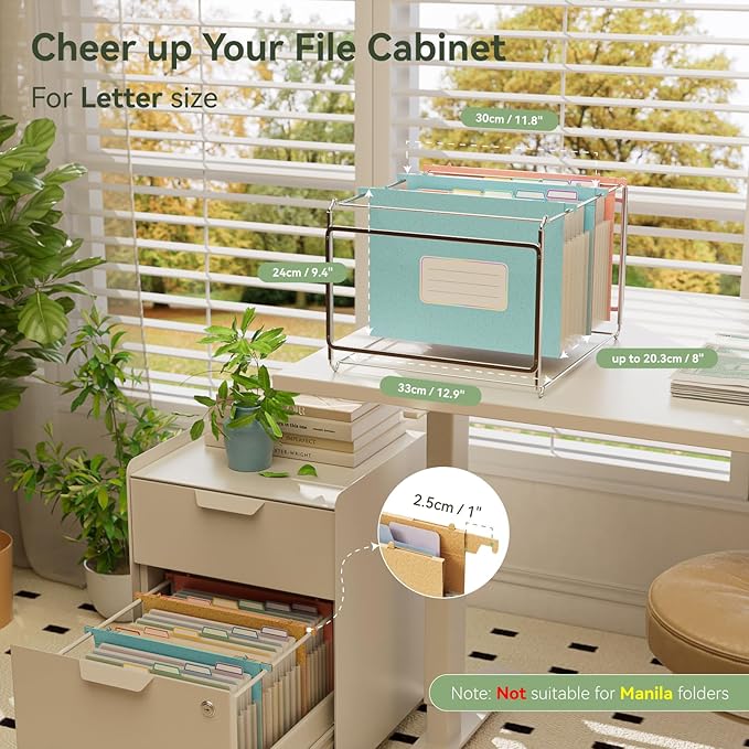EcoStash Wheat Straw Expanding Hanging File Folders, 3 Color File Organizer, 1.2" Accordion Pockets, Large Capacity, Letter Size for Filing Cabinet, 100% BPA Free, Return to Nature, Healthy Living