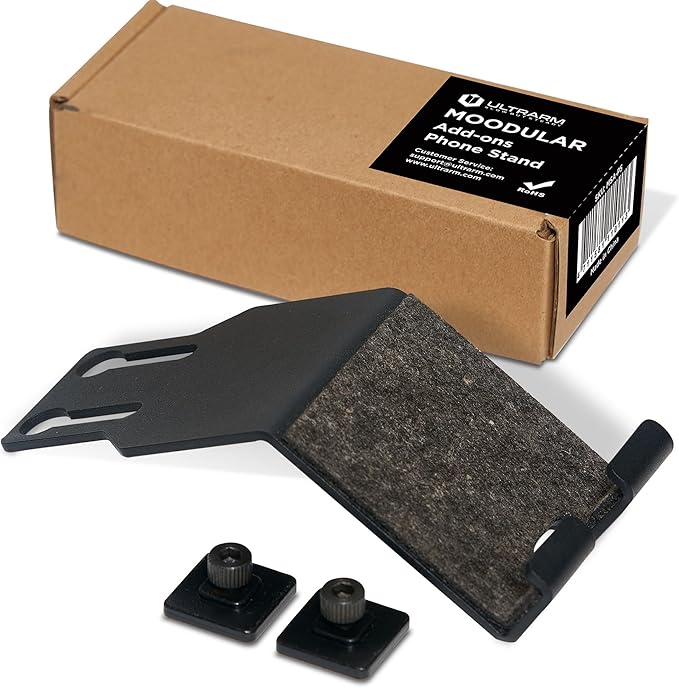 ULTRARM Moodular Add-ons Phone Stand [Accessory Only - Requires Moodular Wooden Monitor Stand Slide Rails for Use] Black MSA-PS