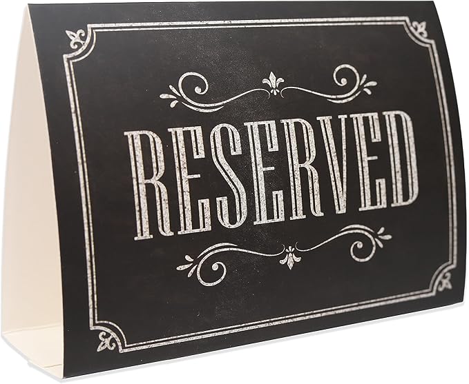 20 Pack Rustic Reserved Table Sign - Reserved Signs For Wedding - Black Chalkboard Reserved Signs - Wedding Accessories - Tent Cards For Reserving Seats & Places - Place Cards for Party