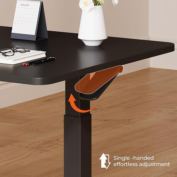 FitStand Small Pneumatic Adjustable Stand Up Desk, Rolling One-Piece Standing Desk 31.5 x 19.7 Inch, Home Office Desk Computer Workstation, Black
