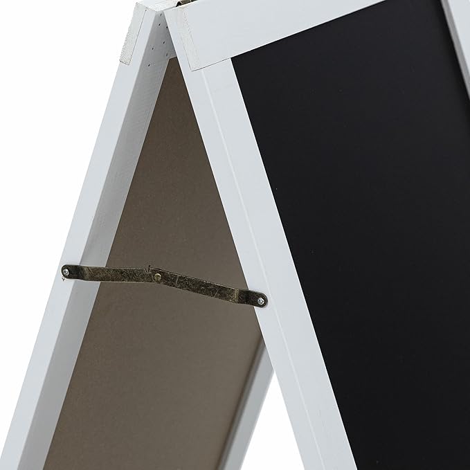 Sunnydaze Magnetic A-Frame Chalkboard Sign - Double-Sided Chalk Sandwich Board Sidewalk Sign - 30" x 20" - White