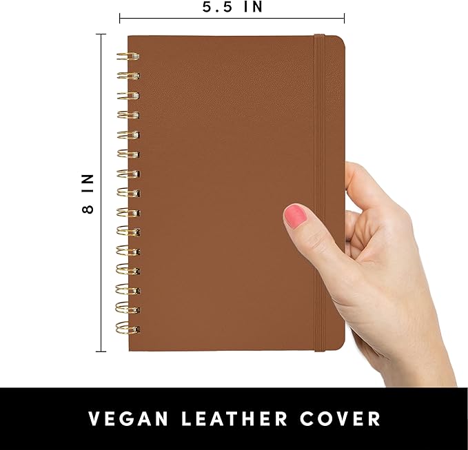 PAPERAGE Graph Paper Spiral Notebook & Journal, (Cognac), 160 Pages, Medium 5.5 inches x 8 inches - 100 GSM Thick Graphing Paper, Hardcover, Double-Wire Grid Spiral Notebook