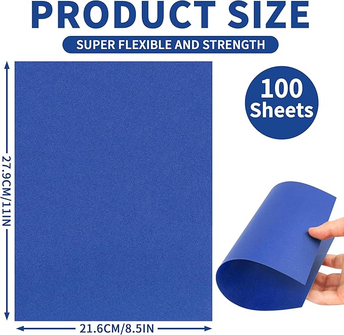 100 Sheets Navy Blue Cardstock - 8.5 X 11 Inches Art Crafts Construction Paper, 92lb/250gsm Heavy Weight Thick Card Stock Paper for Printer, DIY Cards Making, Invitations, Scrapbooking UAP24NB100