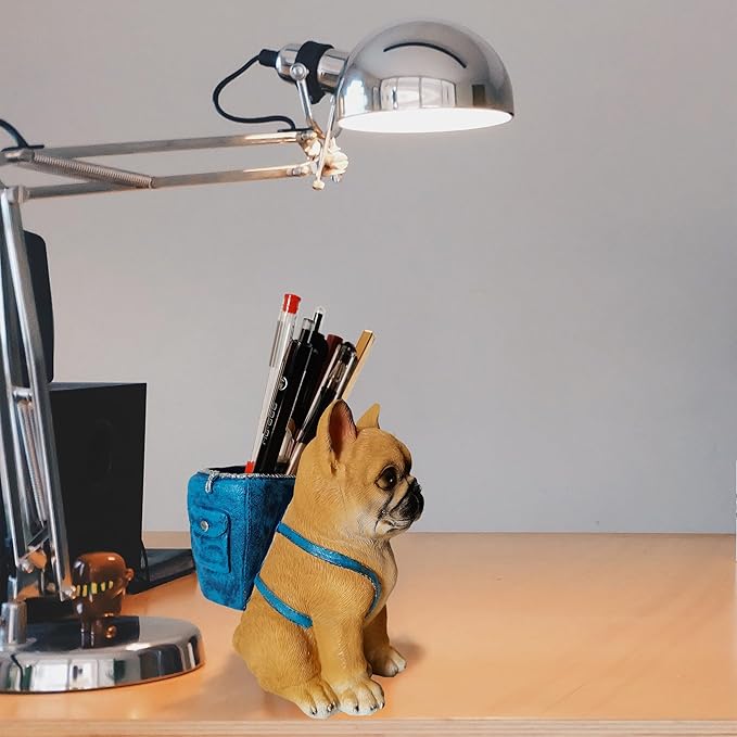 Photour Dog Pen Holder for Desk French Bulldog Gifts for Men Women and Kids Unique Pen Pencil Holder Cup Funny Desktop Organizer for Home Office School Desk Decor (French Bulldog)