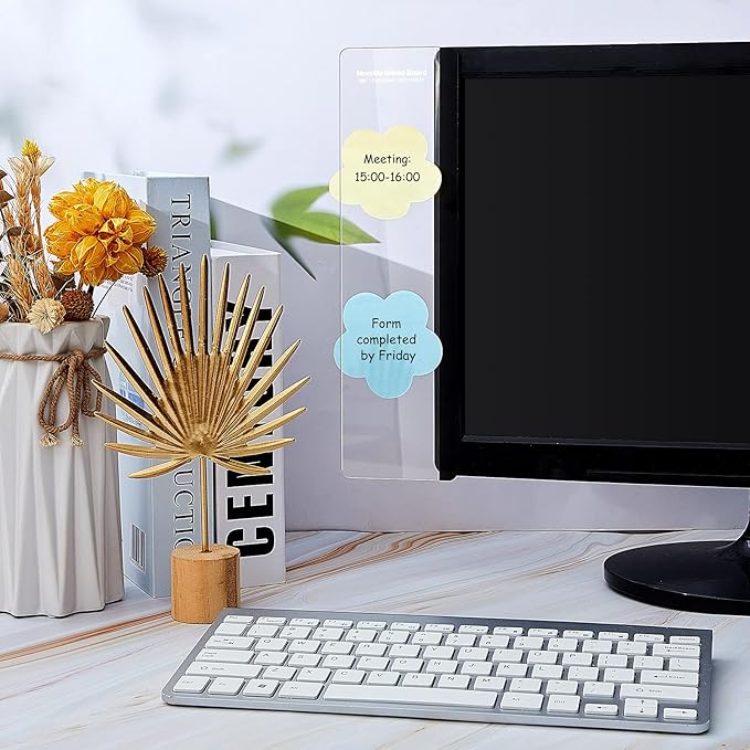 Zonon 12 Pieces Computer Monitor Notes Screen Monitor Memo Board Sticky Note Holder Message Board Computer Side Panel for Office Home Desktop Left and Right