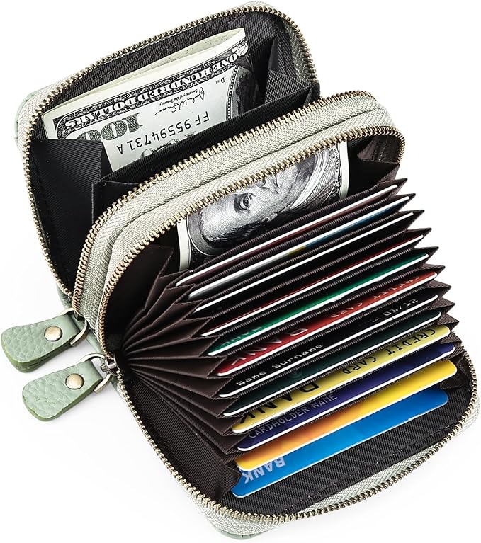 GOIACII Small Genuine Leather Wallet for Women, RFID Blocking Credit Card Holder Wallet