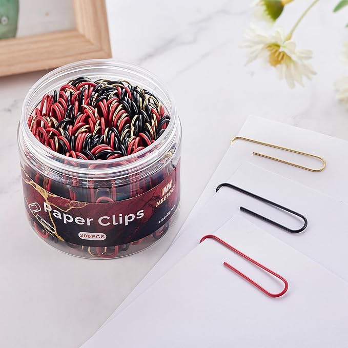 NEEWAY 200pcs Large Paper Clips, 2 Inch Jumbo Paper Clip, Ceative Colored Paperclips for Paperwork Office School and Personal Use