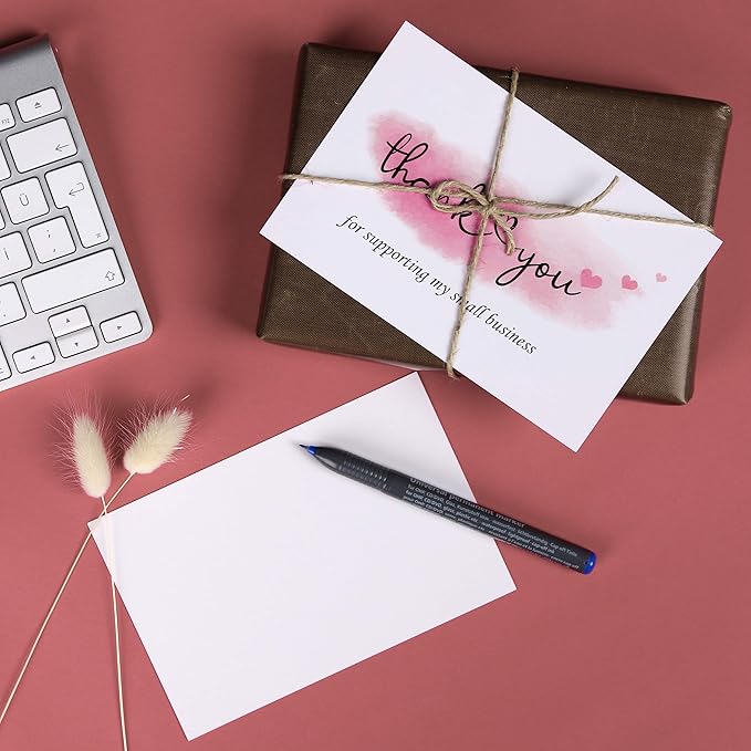 100 Thank You For Supporting My Small Business Cards, Elegant and Professional Design, 4" x 6", Recommended for Online Retailers, Small Business Owners and Local Stores
