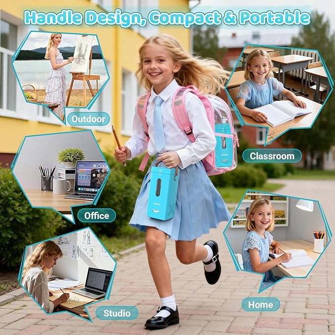 AFMAT Electric Pencil Sharpener, Fully Automatic Pencil Sharpener, Auto in & Out, Rechargeable Hands-Free Sharpeners for Jumbo & Colored Pencils (6.5-12mm), Portable for Home/Classroom/Office PSC6