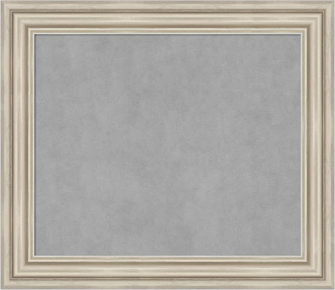 Amanti Art Silver Framed Magnetic Board 26x30 Medium Vision Board for use with Magnets, 100% Metal Sheet to Display Items as Office Decor or for Home Organization in mudroom, Kitchen or Kids Room