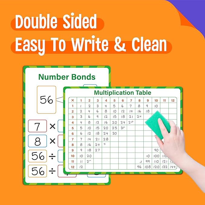 8 Packs Number Bond Whiteboards,Double Sided Dry Erase 1-12 Multiplication Chart Board Writable and Erasable White Board for Kids, Students,Classroom and Home (Each Measures 12” x 9”) Mathematics
