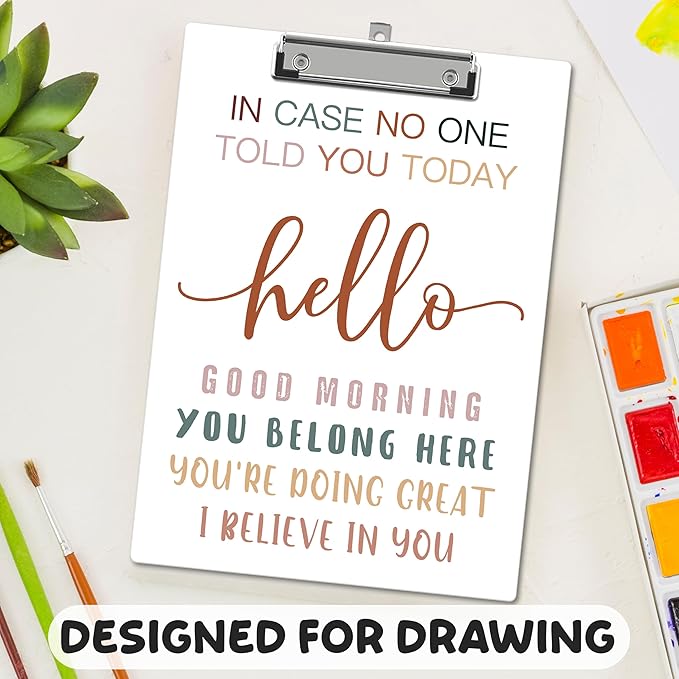 APIILVPQ Motivational Clipboard，Mental Health Clipboards with Low Profile Clip for Office School Use, Boho Wooden Clip Boards for Nurses Teachers Students - A10