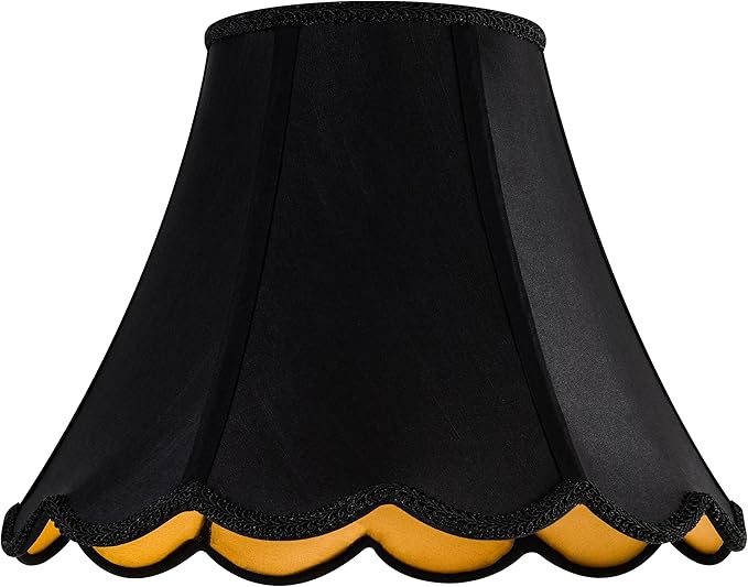 GOSO Scalloped Lamp Shades Set of 1 Medium Black Replac, Braids with Petal Edges,6×13×9.8 Inch Spider Lamp Shade for Floor Lamps, Modern Faux Silk Lampshades, Living Room Table Lamps,Easy Assembly