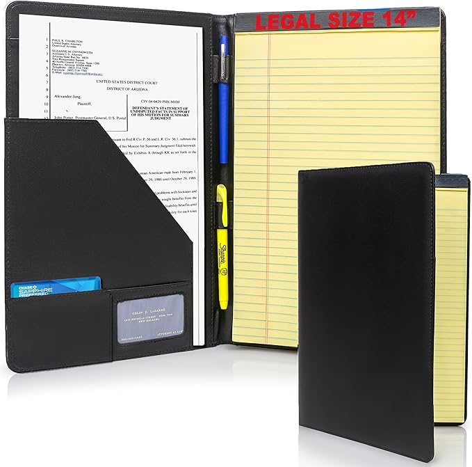 Legal Size Padfolio 8.5 x 14 Inch Portfolio Folder for Legal Pad, Professional Padfolio for Job Interviews, Business Meetings, and Attorneys (3 Pack)