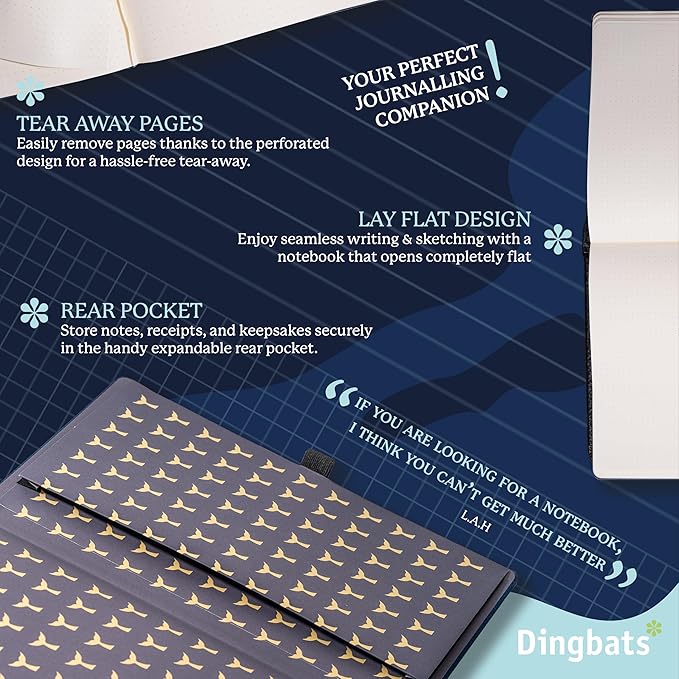 Dingbats* - Wildlife Squared Extra Large A4 Notebook - PU Leather Hardcover Journal for Work, Writing - Pocket, Elastic Closure, Pen Holder, Bookmark