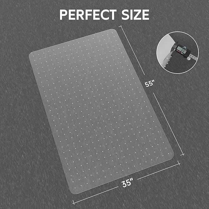 Office Chair Mat for Carpet - Clear Thick Desk Chair Mat for Carpet Plastic Floor Mats for Rolling Work and Gaming Chairs with Studs for Low Pile, Flat and No Carpeted Floors
