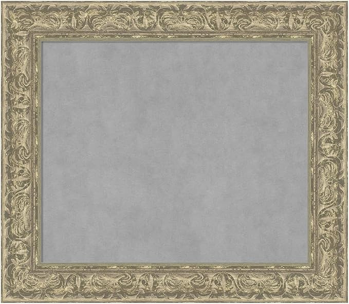 Amanti Art Silver Framed Magnetic Board 27x31 Medium Vision Board for use with Magnets, 100% Metal Sheet to Display Items as Office Decor or for Home Organization in mudroom, Kitchen or Kids Room