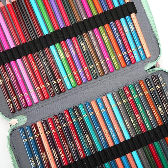 Vomgomfom Colored Pencil Case - 252 Slots Pencil Holder with Zipper Closure Twill Fabric Large Capacity Pencil Case for Watercolor Pens or Markers, Pencil Case Organizer for Artist (Green Rose)