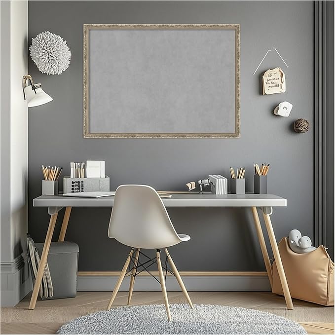 Amanti Art Silver Framed Magnetic Board 22x30 Medium Vision Board for use with Magnets, 100% Metal Sheet to Display Items as Office Decor or for Home Organization in mudroom, Kitchen or Kids Room