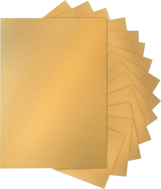 Silunkia 28 Sheets Gold Shimmer Cardstock 8.5 x 11 Metallic Paper, 250gsm/92lb Premium Glossy Paper Card Stock for DIY Cards Making, Anniversaries, Wedding Invitations, School Crafting, Greeting Cards
