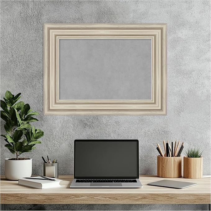 Amanti Art Silver Framed Magnetic Board 18x24 Small Vision Board for use with Magnets, 100% Metal Sheet to Display Items as Office Decor or for Home Organization in mudroom, Kitchen or Kids Room