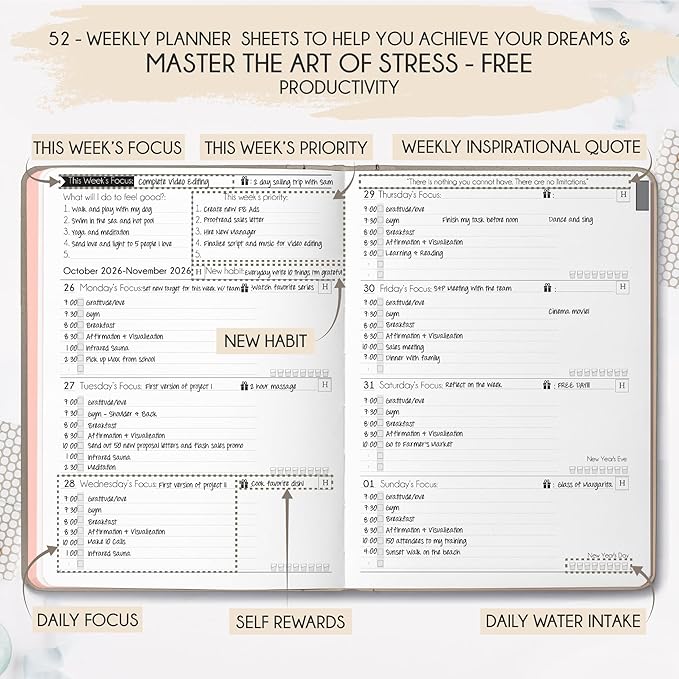 Law of Attraction Planner 2026 Deluxe with Productivity App | Weekly & Monthly Goal-Setting Planner, Life & Gratitude Journal | Include Foldable Vision Board, Gift Box & Stickers