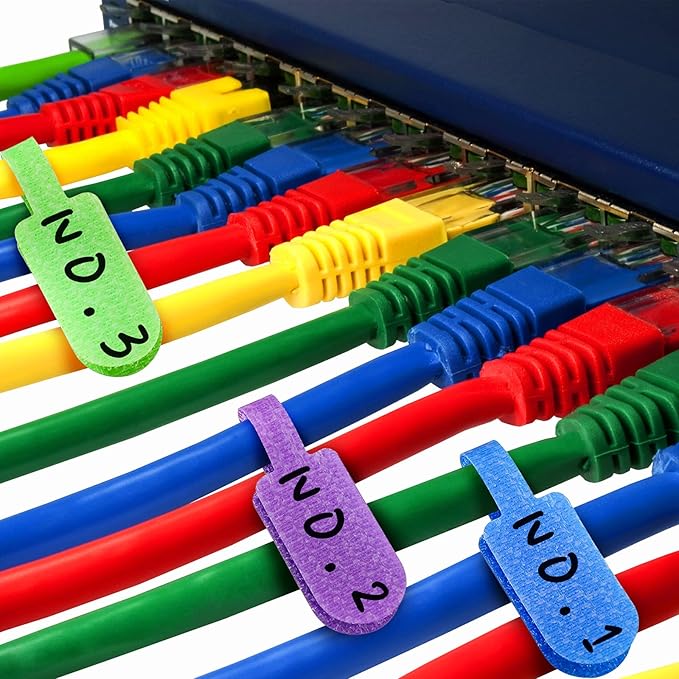 50 Pieces Cable Labels Multi Color Cord Wire Labels, Cable Tags and Wire Tags for Management and Classify for Electronics, Computers and More(Regular Style)