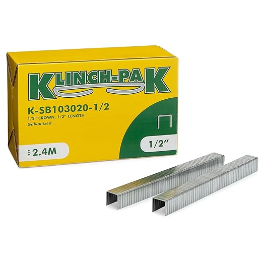 Klinch-Pak K-SB103020-1/2, 1/2" Crown by 5/8" Leg Length Heavy-Duty Plier Staple, 2,400 Count, Similar to Bostitch SB103020, for stapling Trays, Lids, Bags, Header Cards, Fastening End Caps