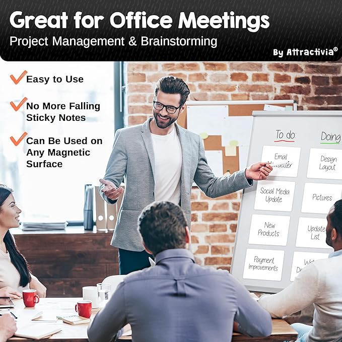 Attractivia Dry Erase Magnetic Labels 7.3 x 5.6 in, Dry Erase Magnets, 20-Pack, White Erasable Write-On All-Purpose Labels, for Office, Education, Home, Whiteboard