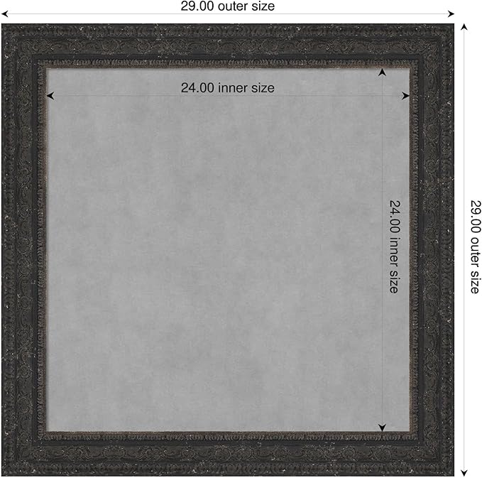 Amanti Art Black Framed Magnetic Board 29x29 Medium Vision Board for use with Magnets, 100% Metal Sheet to Display Items as Office Decor or for Home Organization in mudroom, Kitchen or Kids Room