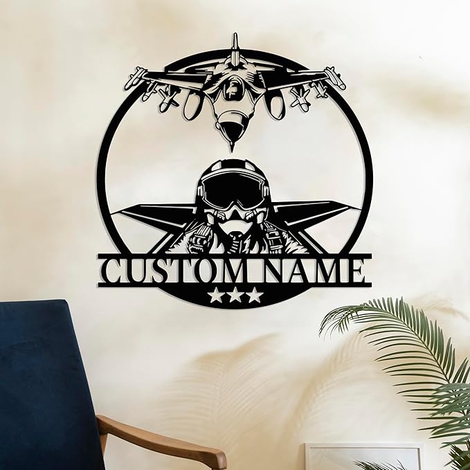Personalized Metal Airplane Wall Art, Airplane Name Sign, Customized Pilot Name Sign, Airplane Hangar Sign Decor, Aviation Home Office Decor, Large Outdoor Decor, Pilot Gifts, Aircraft Lovers Gift