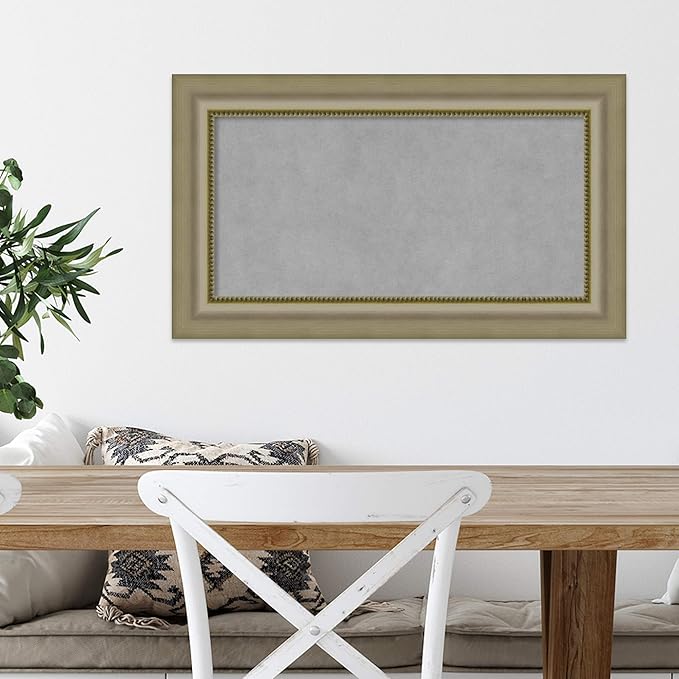 Amanti Art Silver Framed Magnetic Board 17x29 Small Vision Board for use with Magnets, 100% Metal Sheet to Display Items as Office Decor or for Home Organization in mudroom, Kitchen or Kids Room