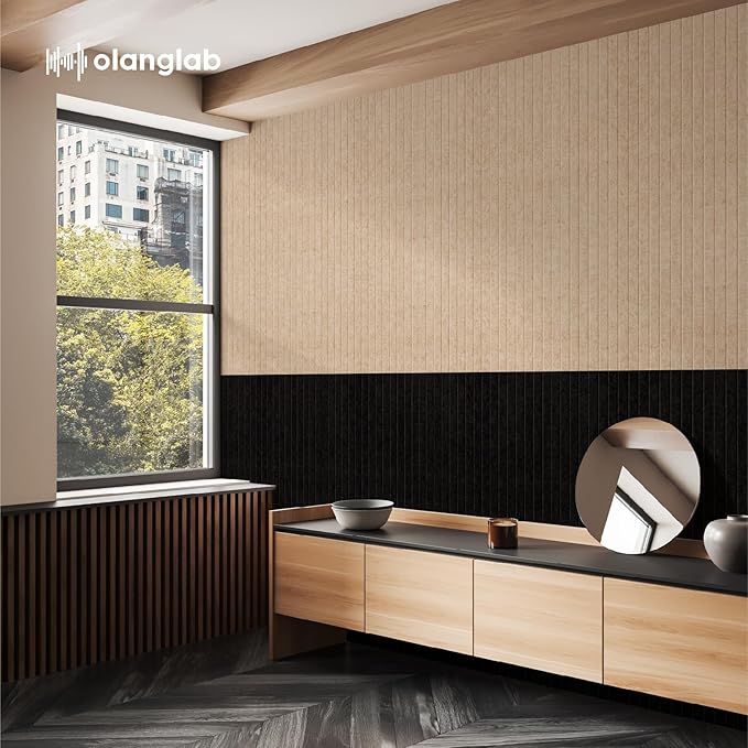 Olanglab Acoustic Wall Panels 10 Pack, 48 x 24 per Acoustic Panels Sound Absorbing, Decorative Sound Panels for Home Studio and Office, Black