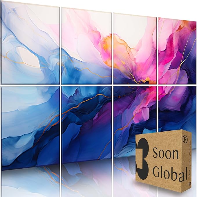 Soon Global 8-Pack Acoustic Panels, Soundproof Wall Panels, 48 X 32 Inches Sound Absorbing Panels, Decorative Acoustical Wall Panels, Acoustic Treatment for Recording Studio, Opulence