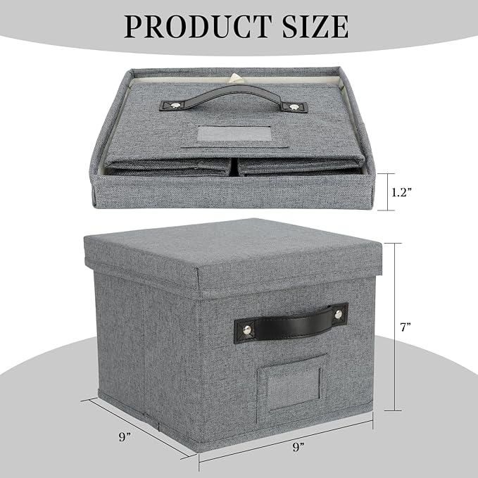 TARSUKA Greeting Card Organizer with dividers - Storage Box with lid Holds 150+ Cards - Assortment Box for Greeting Cards,Recipes, Photos, Envelopes, Keepsake - 9 x 9 x 7 Inches (Gray, 2 pcs)