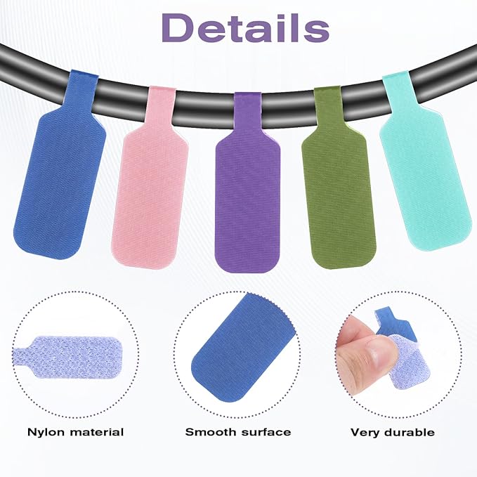 40 Pcs Cable Labels for Cords, 1.57× 0.78" 8 Colors Cord Labels for Electronics Reusable Cable Tags Writable Cord Label for Home Office Electronics, Computers Wire Management and Identification